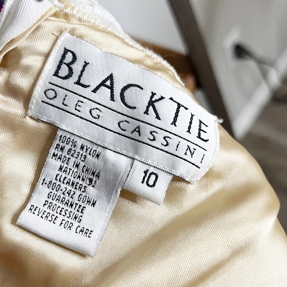 VTG OLEG CASSINI Beaded Sequin BLACK TIE DRESS WHITE SIZE 10 - Picture 7 of 8